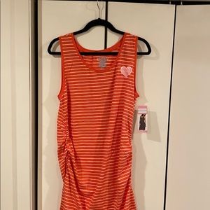 Melon colored Striped maternity dress